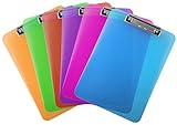 Trade Quest Plastic Clipboard Transparent Color Letter Size Low Profile Clip (Pack of 6) (Assorted)