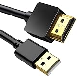 Snlrntin USB to HDMI Charger Cable, USB Male to HDMI Male Charging Cord for Mac iOS Windows 11/10/8/7/Vista/XP, USB to HDMI Charging Cable for Monitor/TV/Projector - 6.6FT/ 2M