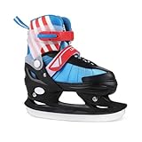 LEVYTEMP Adjustable Ice Skates for Kids Boys - Blue Youth Ice Skating Shoes - Sizes S, M, L - Ice Skates for Outdoor and Rink