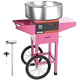 VBENLEM Cotton Candy Machine with Cart Commercial Floss Maker for Family and Various Party, 19.7 Inch, Pink