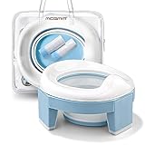 Portable Potty Training Seat for Toddler Kids - Foldable Training Toilet for Travel with Travel Bag and Storage Bag (Blue) by MCGMITT