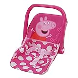 Peppa Pig: Baby Doll Car Seat - Pink & White Dots - Fits Dolls Up to 18' Convertible Into A Feeding Chair, Plastic Shell W/Fabric, Harness Belt, Pretend Play for Kids Ages 3+