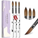 Saviland 3pcs Acrylic Nail Brush Set, Size 8/10/14 Kolinsky Acrylic Nail Brushes for Acrylic Application, Nail Extension with Black & White Handle for Beginner & Professional