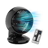 Lasko Whirlwind Orbital Motion Air Circulator Table Fan, 3 Speeds, Timer, Dark Mode, Remote Control for Small and Medium Sized Rooms, Black, A12558