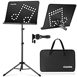 CAHAYA 2 in 1 Dual Use Sheet Music Stand & Desktop Books Stand Unique Musical Note Patent Design with Carrying Bag Foldable Tripod Portable Sturdy for Laptop Projector Books Stand CY0203
