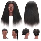 Demides Mannequin Head Human Hair 16', Braiding Doll Practice Head Made By 100% Real Hair, Cosmetology Manikin Head For Hairdressers Practice Braiding Hair Styling