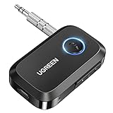 UGREEN 5.3 Aux Bluetooth Adapter for Car, [Greater Connection] Bluetooth Aux Adapter for Car, Bluetooth aux for Wireless Audio Receiver for Home Stereo/Wired Speaker, 15H Battery Life