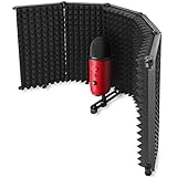 Mic Isolation Shield - Portable Studio Acoustic Sound Shield with Absorbing Foam for Microphone, Reflection Filter for Home Voice Studio (5 Panels) YOUSHARES