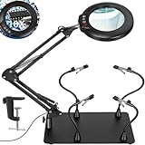Drdefi Magnetic Helping Hands Soldering 10X Magnifying Glass with Light and Stand, Third Hand Soldering Station Tool Magnifier Desk Lamp, Magnifying Light PCB Soldering Holder for Electronic Repair
