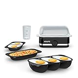 Krups Simply Electric Plastic and Stainless Steel Egg Cooker 6 Eggs 400 Watts Hard, Medium, and Soft Boiled, Poached, Scrambled, Omelets, Rapid Cook Black