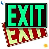 Glow In The Dark Photoluminescent Exit Sign Red - Adhesive Backing – UV Inks On Tear-resistant PVC - Non Electrical - Scratch Resistant -12 x 7 Inches For 50 Feet Visibility (2 Pack)