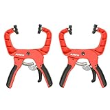 ARES 32007 – 2-Piece 7-Inch Ratcheting Quick Clamp Set - 2-1/4-Inch Jaw Opening – I-Beam Frame Design for Added Strength and Clamping Force – Soft TPR Rubber Handles for Comfort and Control