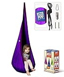 AMAZEYOU Kids Swing Hammock Pod Chair - Child's Rope Hanging Sensory Seat Nest Indoor Outdoor Use Inflatable Pillow - Great Children, All Accessories Included (Purple)