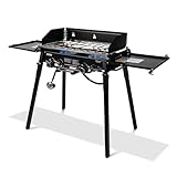 Outland Living 2 Burner Propane Camp Stove with Dual Ring Flame Control - Princeton Portable Two Burner Camping Outdoor Stove for Cooking with Dual Integrated Lids, Removable Wind Fence and Legs