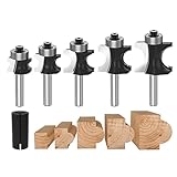 1/4-Inch Shank Bull Nose Router Bit Round Bearing Milling Cutter Bits Carbide Tipped Round Edge Cutting Ball Blade - 1/4,3/8,1/2,5/8,3/4 5PCS
