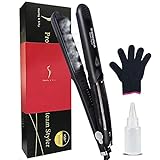 Steam Hair Straightener, MVXITANNY Professional Ceramic Tourmaline steam Hair Straightener, Dual-Voltage 2-in-1 Hair Straightener and Curling Iron, Temperature-Adjustable LED Display.