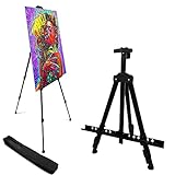 RRFTOK Artist Easel Stand,Metal Tripod Adjustable Easel for Painting Canvases Height from 17 to 66 Inch,Carry Bag for Table-Top/Floor Drawing and Didplaying