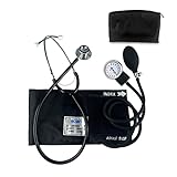 Scian Aneroid Sphygmomanometer with Dual Head Stethoscope - Manual Blood Pressure Cuff with Universal Adult Cuff 8.7-16.5'– Emergency Bp kit with Stethoscope and Carrying Case (Black)