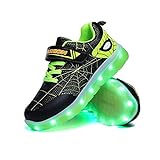 YUNICUS Light Up Shoes, Led Light Up Shoes for Kids Boys Girls Children's Fashion Luminous Sneakers (Little Kid 12.5M, Black/Green)