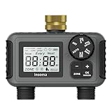 [Upgraded Version] Insoma Sprinkler Timer with Brass Swivel, Outdoor Water Timer with 2 Independent Zones, Hose Faucet Timer, Garden Timer with Rain Delay/Manual/Auto Mode, Irrigation Timer for Lawn