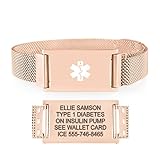 Size Adjustable Rose Gold Magnetic Medical ID Bracelet for Women, Fully Custom Engraved, Alert Bracelets for Diabetes, Warfarin, Xarelto, Heart Conditions, Blood Thinners (CUSTOM ENGRAVING)
