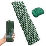Ryno Tuff 24 x 75 in Lightweight Inflatable Camping Sleeping Pad & Camping Pillow Set - Ultralight Insulated Nylon Hiking & Backpacking Travel Gear for Adults - Waterproof Packable Floor Sleeping Mat