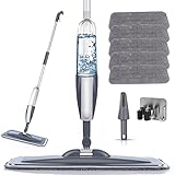 Microfiber Spray Mop for Floor Cleaning with 5 Washable Pads,360 Degree Spin Dust Mop with Mop Holder and Scraper for Home Kitchen Bathroom,Dry Wet Flat Mop for Wood Laminate Ceramic Hardwood Tile