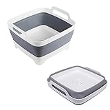 MontNorth Dishpan For Washing Dishes,9L Collapsible and Portable,Wash Dish Basin,Foldable Laundry Tub with Drain Plug for Kitchen Sink,Camping,Gray