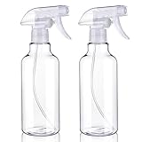 Plastic Spray Bottles Empty Spray Bottle 16.9oz/500ml 2 Pack Heavy Duty Spraying Bottles Mist/Stream Water Bottle for Cleaning Solutions, Plants, Pet, Essential Oils, Hair, Cooking (Clear)