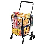 Kiffler Grocery Shopping Cart with 360° Rolling Swivel Wheels Stair Climber Utility Cart Easily Collapsible Cart with Tri-Wheels, 66lb Extended Foam Cover, Trolley for Stair, Laundry, Travel, Book