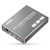 RCA Svideo to HDMI Converter with 4 : 3/16 : 9 Aspect Ratio Switch, S-Video RCA to HDMI Adapter, Support 720P/1080P Output Switch for VHS/VCR/DVD Player/Wii/PS1/PS2/N64/NGC/NES to View on HDMI TVs