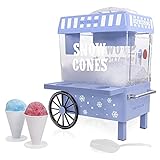 Nostalgia Snow Cone Shaved Ice Machine - Retro Table-Top Slushie Machine Makes 20 Icy Treats - Includes 2 Reusable Plastic Cups & Ice Scoop - Blue