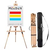 MEEDEN Tripod Field Painting Easel with Carrying Case - Solid Beech Wood Universal Tripod Easel Portable Painting Artist Easel, Perfect for Painters Students, Landscape Artists, Hold Canvas up to 44'