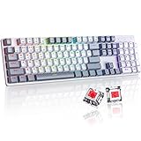Wireless Mechanical Keyboard, Triple Mode 2.4G/USB-C/Bluetooth Gaming Keyboard, 104 Keys Programmable, Customize RGB Backlit, Red Switch, Bicolor PBT Keycaps, Rechargeable Wired Keyboard for Laptop PC