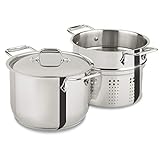 All-Clad Specialty Stainless Steel 3 Piece Cookware Set with Lid 6 Quart Induction Pots and Pans,Silver