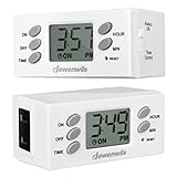 DEWENWILS Light Timer, Digital Programmable Plug in Lamp Timer Switch with 1 Polarized Outlet, Space Saving Bar Timer for Lights, Aquarium, etc, 1/2 HP, Pack of 2