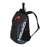 HEAD Tour Team Tennis Backpack 2 Racquet Carrying Bag w/Padded Shoulder Straps & Shoe Compartment - Black/Grey.
