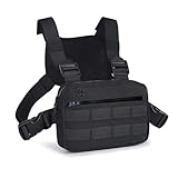 Outdoor Water Resistant Chest Bag for Men,Tactical EDC Chest Pack with Built-in Phone Holder, Lightweight Utility Chest Rig Pouch for Workouts, Running,Cycling,Hiking (M, Black)