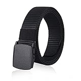 MIJIU Nylon Belts for Men 1.5inch Military Tactical Belt Adjustable Slide Plastic Buckle Web Canvas Belt Outdoor (XS (for waist 30'-33'), Black)