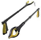 Grabber Reacher Tool - 2 Pack - Newest Version Long 32 Inch Foldable Pick Up Stick - Strong Grip Magnetic Tip Lightweight Trash Picker Claw Reacher Grabber Tool Elderly Reaching - by Luxet (Yellow)