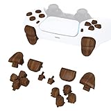 eXtremeRate Replacement D-pad R1 L1 R2 L2 Triggers Share Options Face Buttons, Wood Grain Patterned Full Set Buttons Compatible with ps5 Controller BDM-010 & BDM-020
