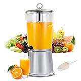 Cold and Hot Beverage Dispenser With Ice Container, 2.2 Gallon Stainless Steel Drink Dispensers Machine with Stand and Spigot for Hot Tea & Coffee, Cold Milk, Water, Juice, Beer