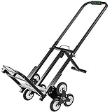 BestEquip Stair Climbing Cart 330lbs Capacity, Portable Folding Trolley with 6 Wheels, Stair Climber Hand Truck with Adjustable Handle for Pulling, All Terrain Heavy Duty Dolly Cart for Stairs