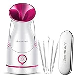 Amconsure Facial Steamer - Nano Ionic Face Steamer Warm Mist Steamer for Face Home Sauna SPA, Face Humidifier Steamer for Facial Deep Cleaning Unclogs Pores Sinuses - 5 Piece Stainless Steel Skin Kit