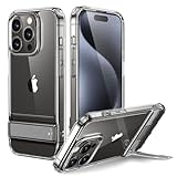 ESR for iPhone 15 Pro Case, Metal Kickstand Case, 3 Stand Modes, Military-Grade Drop Protection, Supports Wireless Charging, Slim Back Cover with Patented Kickstand, Boost Series, Clear