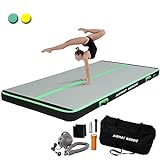 AirMat Nordic Carbon Air Mat Tumble Track 10ft/13ft/16ft/20ft/26ft with Electric Air Pump, Inflatable Gymnastics Mat for Home, Best for Gymnastics, Cheerleading - 5ft Wide and 6' Thick, Tumbling Mat (13ft, Mint)