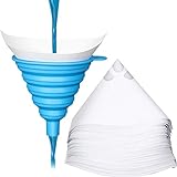 100 Packs Paint Strainers Cone Paint Filter with 190 μm Filter Tips and 1 Pack Silicone Funnel, Cone Shaped Nylon Mesh Funnel For Automotive, Spray Guns, House, etc.