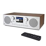 Ocean Digital WR-800D FM Wi-Fi Internet Radio Alarm Clock Stereo Speakers Micro SD Line Out Aux in 30,000+ Stations Stress Relief Relaxation Sleep Aid 2.8' Color Display Wooden Casing