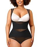 Nebility Plus Size Shapewear Bodysuit for Women Tummy Control Body Shaper Seamless Faja Colombian Waist Trainer Girdle(Black Plus Size Plus Size,4X)