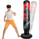 5’3” Inflatable Punching Bag for Kids, 63 inch Inflatable Boxing Bag, Freestanding Ninja Boxing Bag for Immediate Bounce Back, Boxing Set for Training Karate, Taekwondo and MMA
